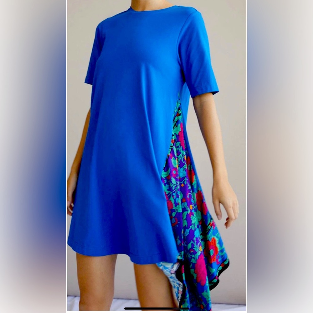 Anthropologie Tiny Women's Blue Giulia Contrast Tee Dress Short Sleeves size. S